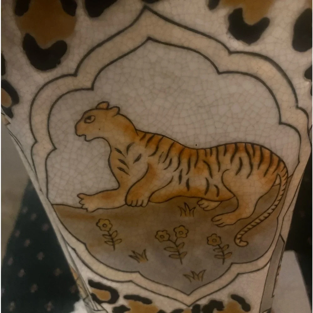 RARE FIND -  Vase Planter Crackle Finish Leopard Horse Elephant by Formalities